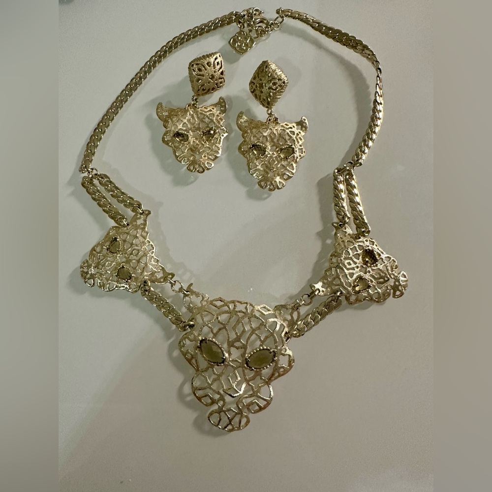 Vintage Kendra Scott Gold Necklace and Earrings